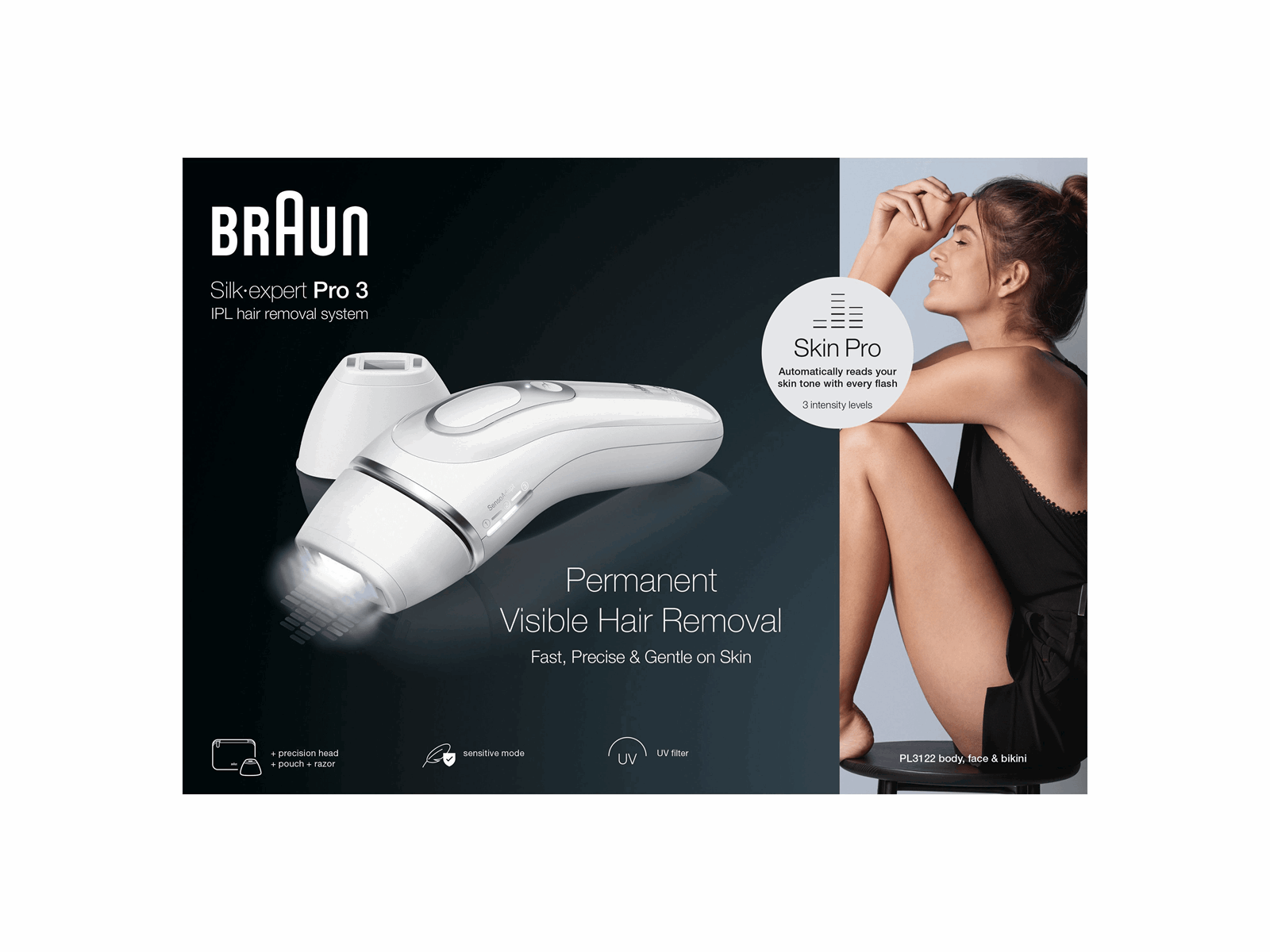Braun Lichtepilator (IPL) PL3122 Silver/White Braun Lichtepilator (IPL) PL3122 Silver/White